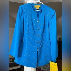 Psalm Civ formal Skirt suit women size 16W color blue new with tat.